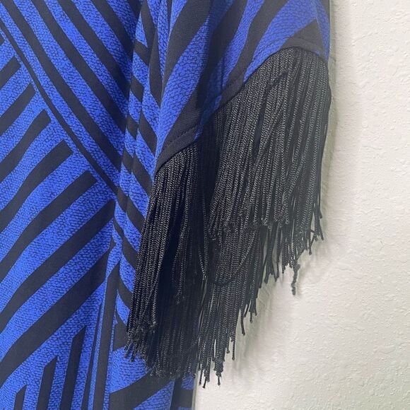 Catherines‎ Women’s Blue Black Stripe Fringe Dress Plus Size 1X (18/20) - Picture 4 of 6